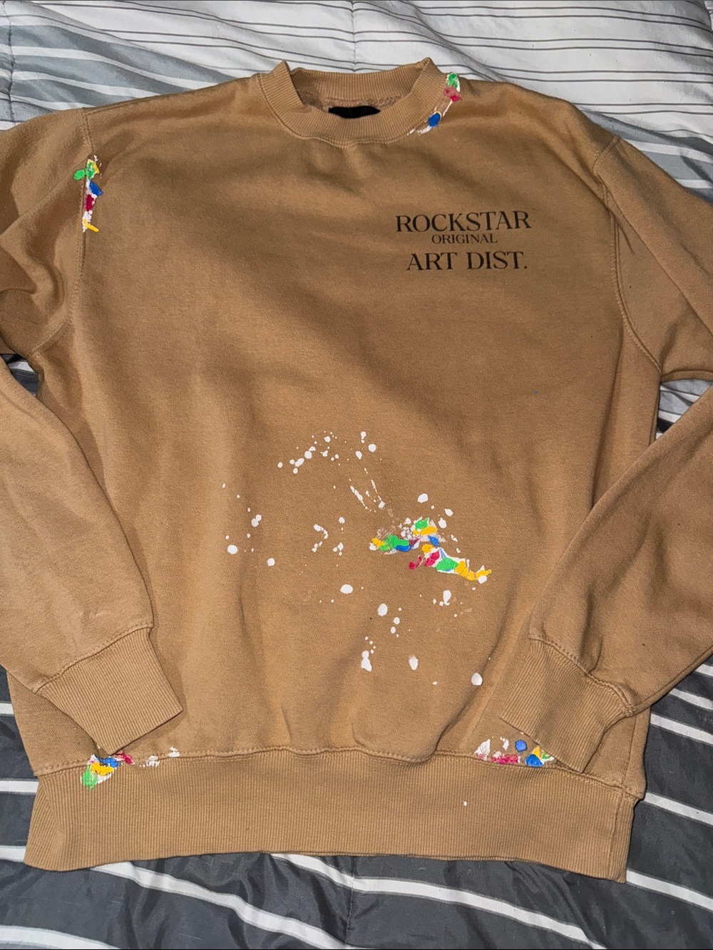 Rockstar Original Art Dist. Brown Crewneck Sweatshirt